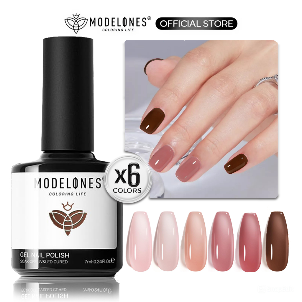 Jual MODELONES Gel Nail Polish Set Colors Nude Red Pink Brown