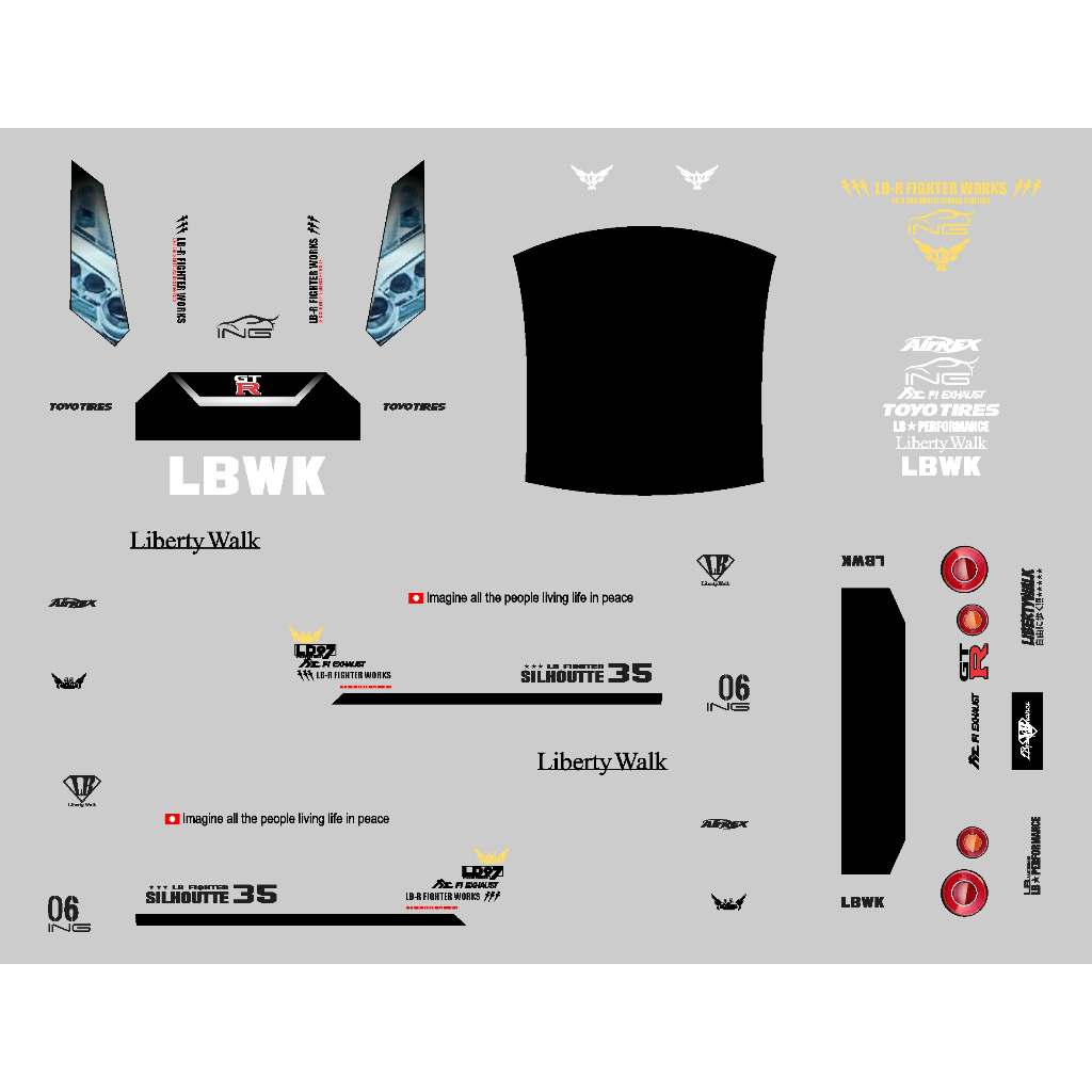 Jual White Toner Decal Hot Wheels Lb Silhouette Gt Nissan Gtr R Fighter Series Shopee