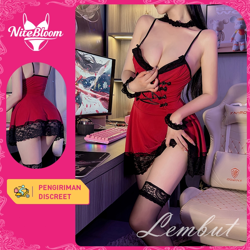 Jual NiteBloom Pengiriman Rahasia Baju Tidur Sexy Lingerie Set Hot