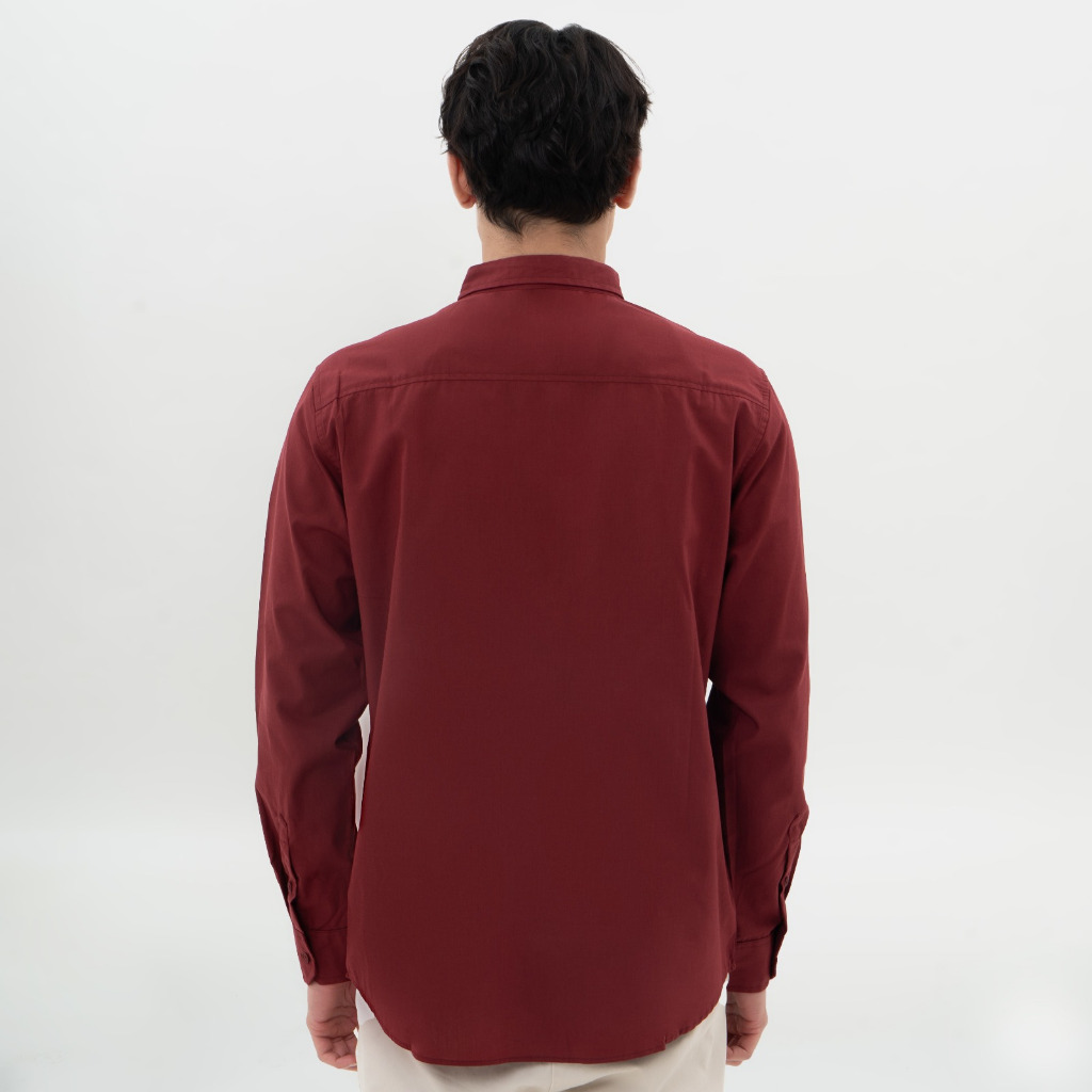 Jual M231 Kemeja Pria Basic Polos Panjang Maroon 0642F Shopee Indonesia