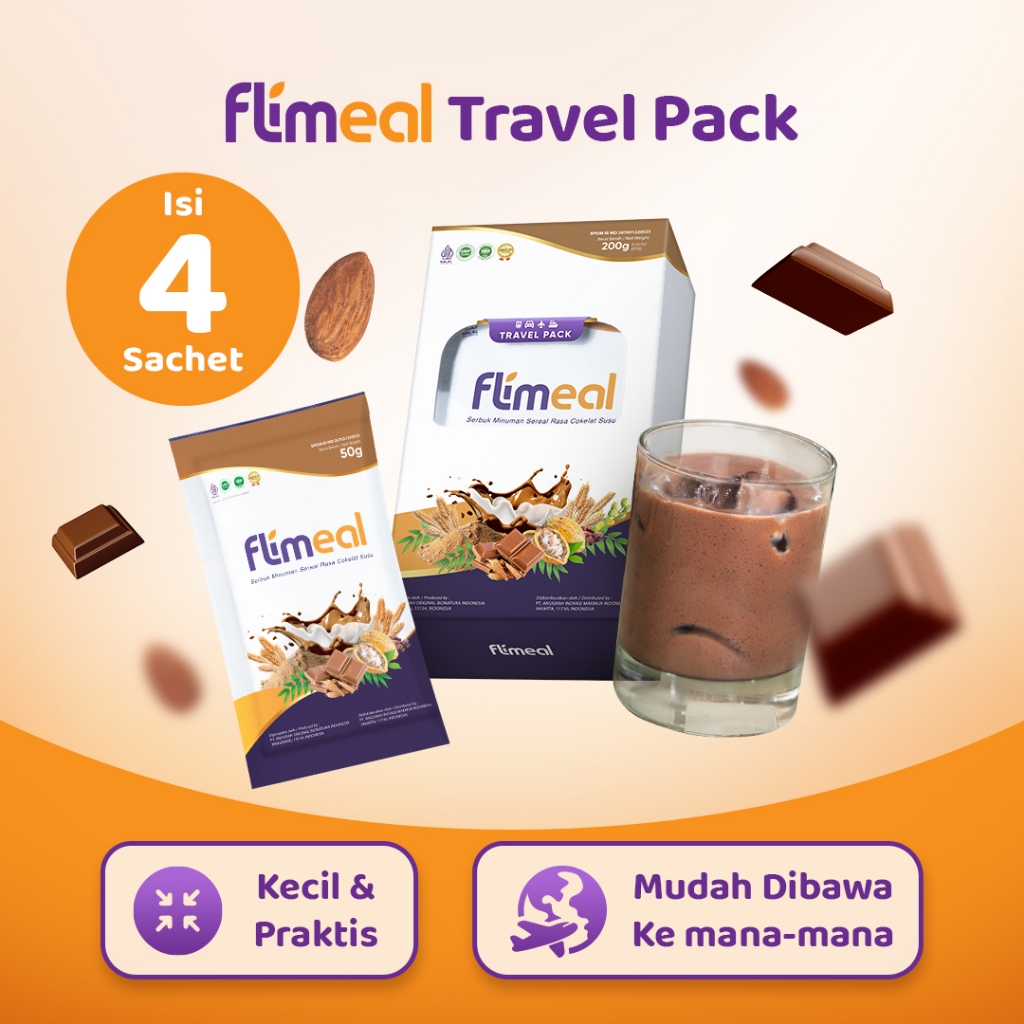 Jual Flimeal Meal Replacement Travel Pack Isi Sachet Coklat