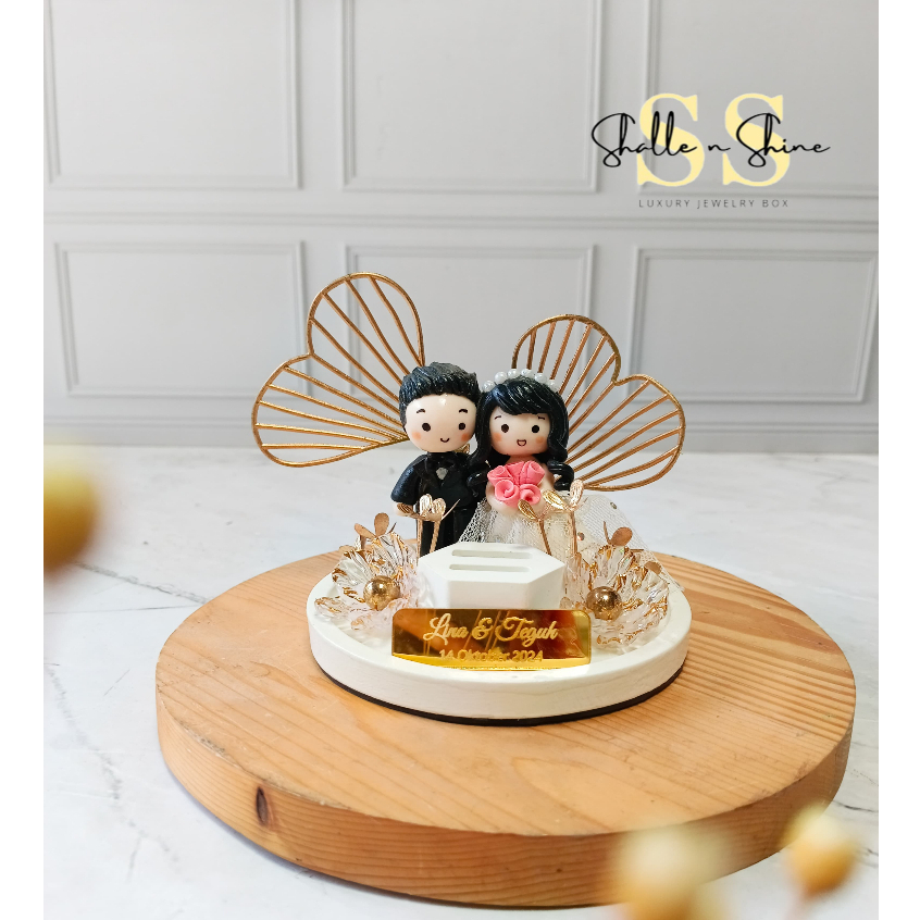 Jual Tempat Perhiasan Tempat Cincin Mahar Ring Bearer Mini Gold