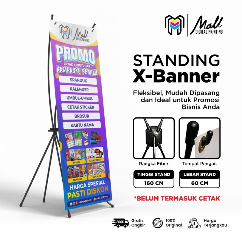 Jual TIANG X BANNER Stand X Banner Rangka Spanduk 60X160 Banner