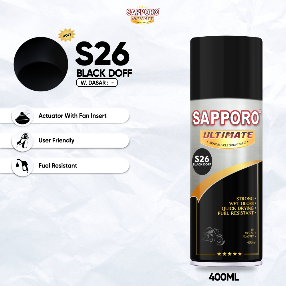 Jual Sapporo Ultimate S26 Black Doff Cat Spray Semprot Aerosol