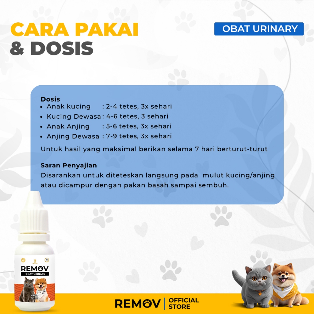 Jual Remov Obat Urinary Susah Pipis Untuk Kucing Dan Anjing Ml