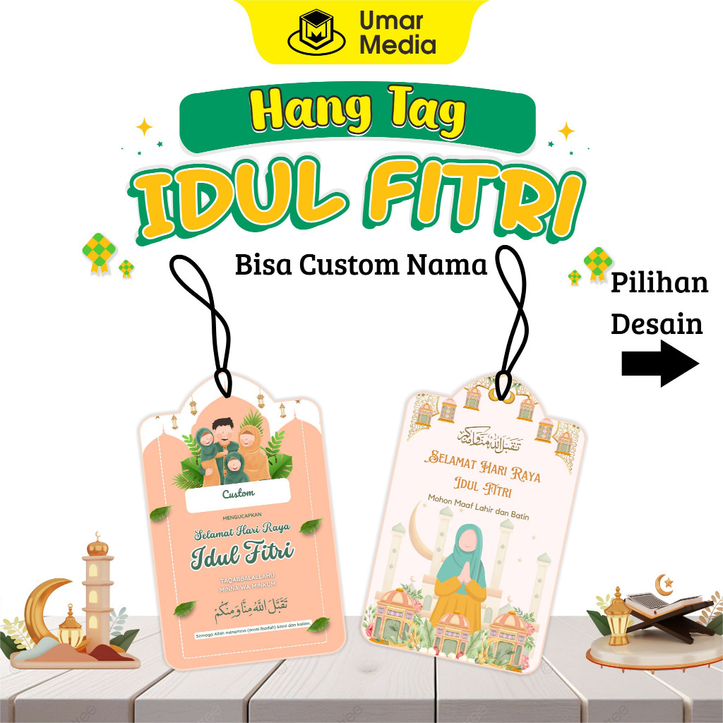 Jual Pcs Umar Media Hang Tag Idul Fitri Bisa Custom Nama Hangtag