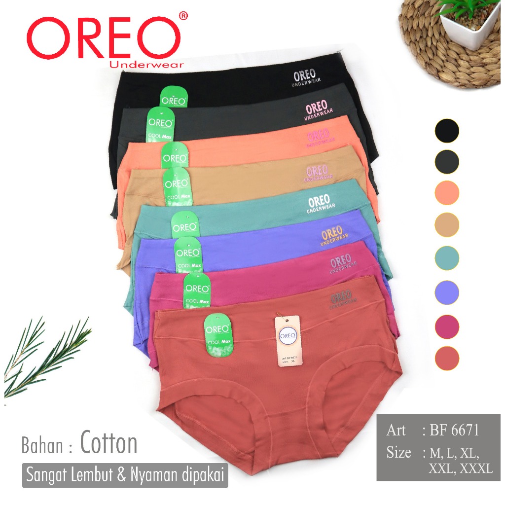 Jual Oreo Pcs Bf Celana Dalam Wanita Polos Katun Super Soft Logo