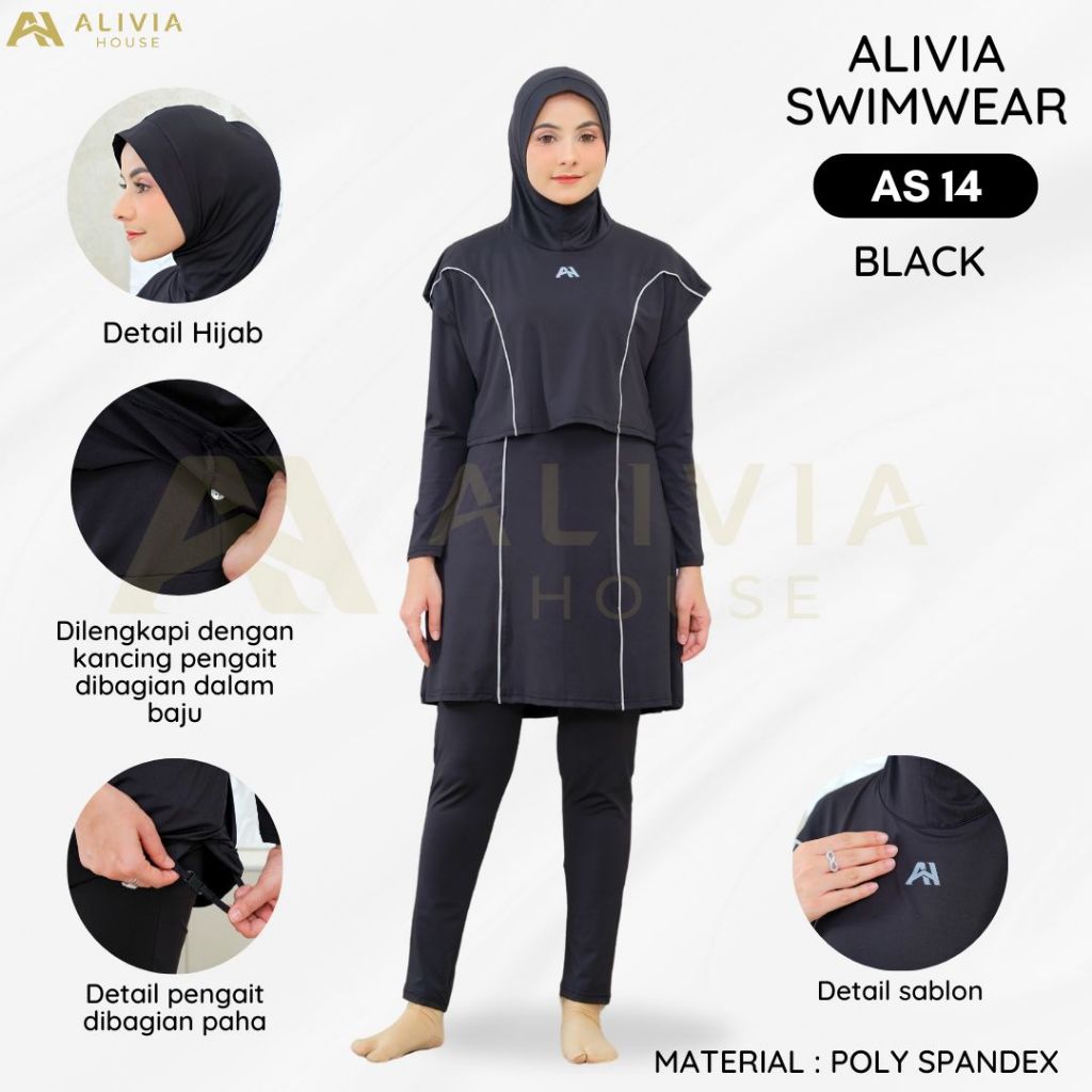 Jual Alivia Swimwear As As Baju Renang Muslimah Syari Poly