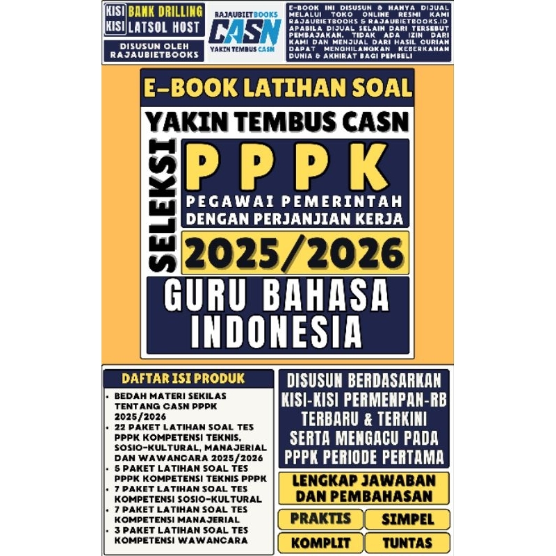 Jual Latihan Soal Tes Pppk Guru Bahasa Indonesia Tenaga Pendidik