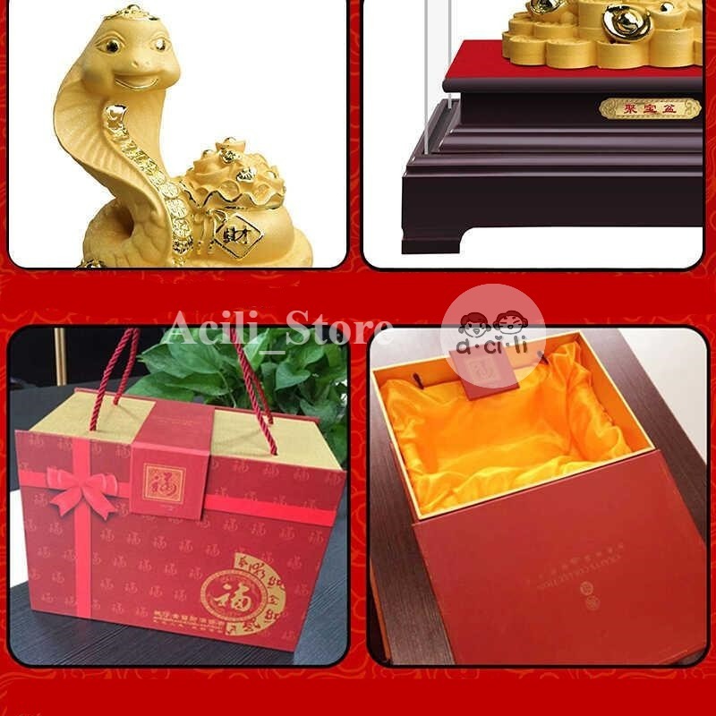 Jual Pajangan Patung Emas Shio Ular Snake Gold Statue Hoki Dekorasi