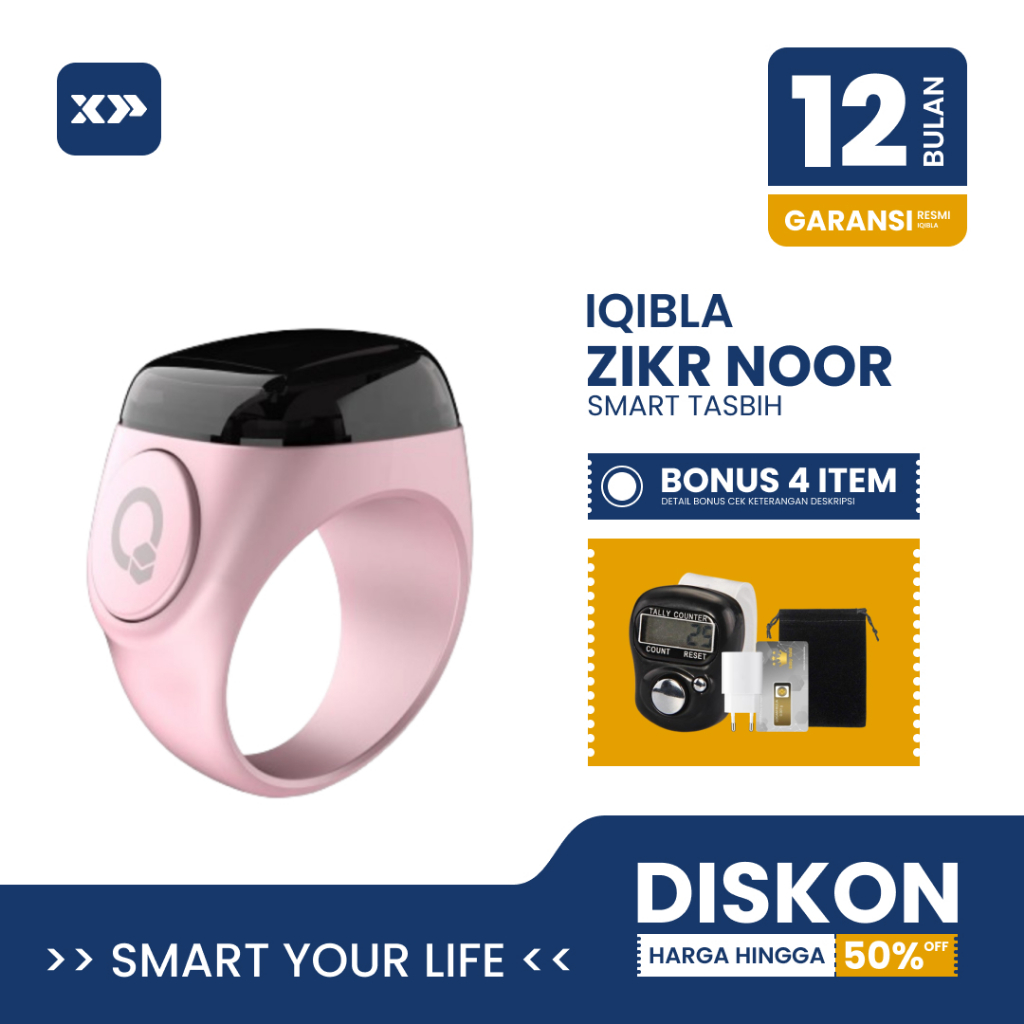 Jual Iqibla Zikr Smart Ring Noor Cincin Tasbih Digital Original Pink