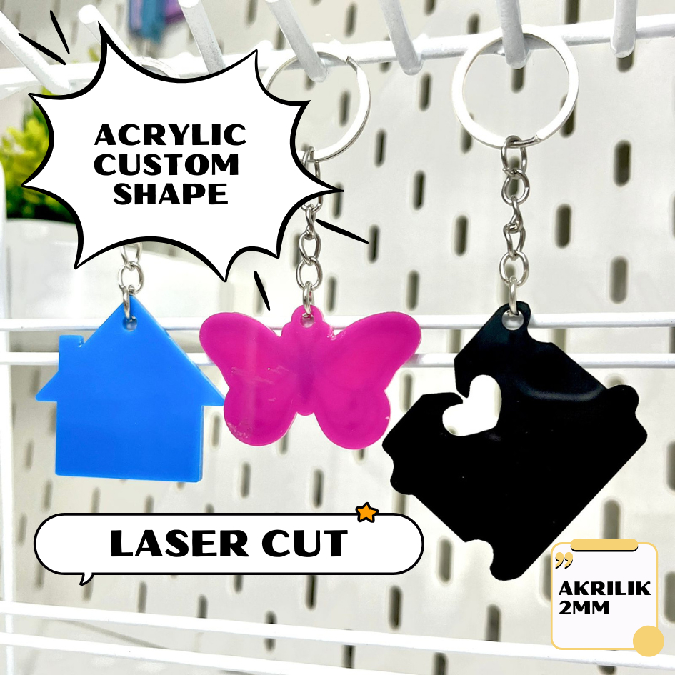 Jual Acrylic Cutting Shape Keychain Solid Polos Gantungan Kunci