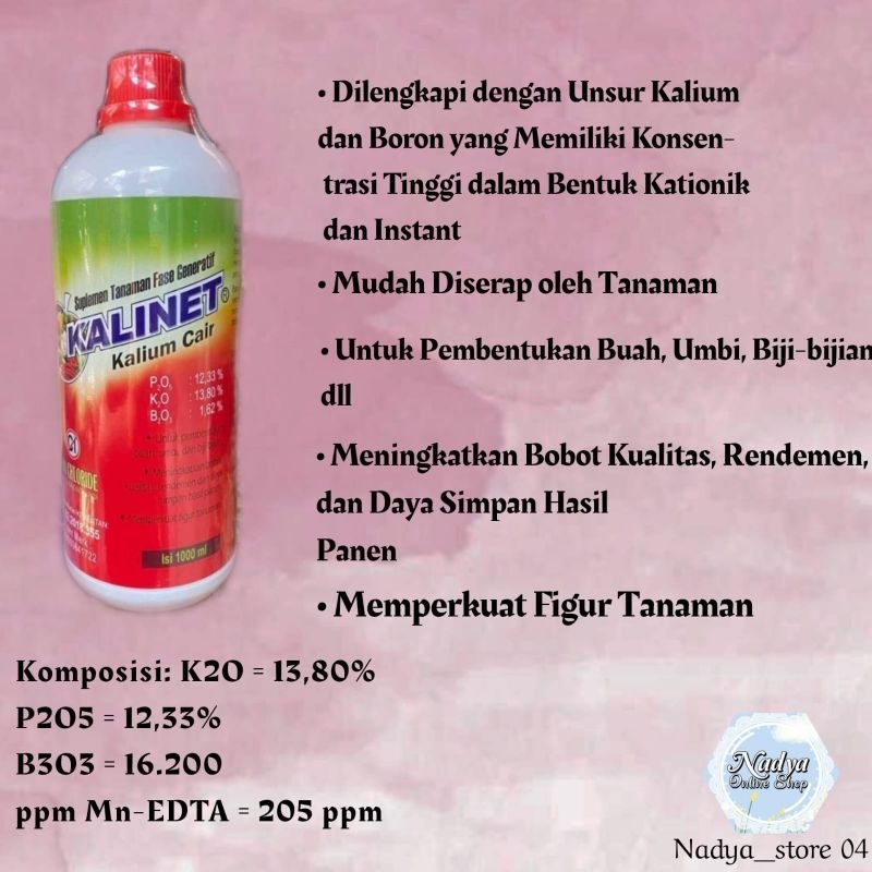 Jual PUPUK KALINET Kalium Cair Isi 500ml 1 Liter Pembuahan Generatif