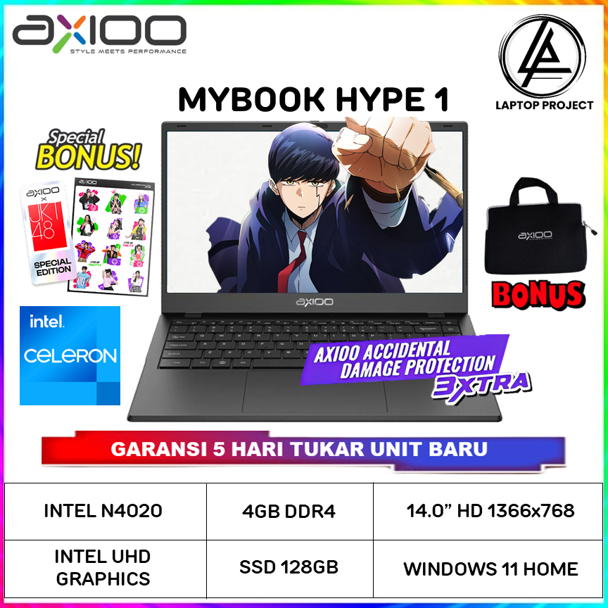 Jual Axioo MyBook Hype 1 Intel Celeron N4020 8GB SSD 128GB 14 HD W11