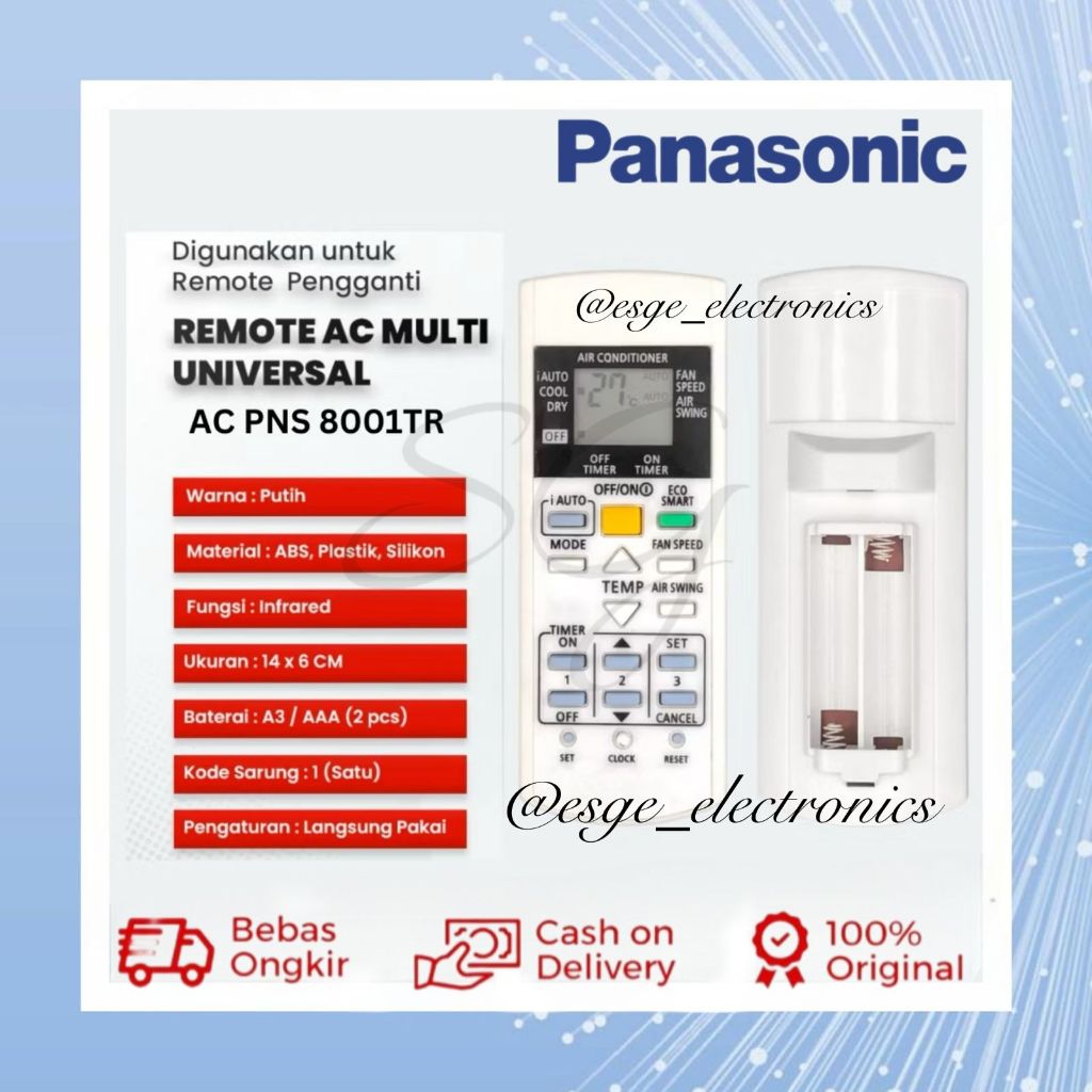 Jual REMOTE AC PANASONIC INVERTER REMOT AC PANASONIC SPLIT INVERTER ECO