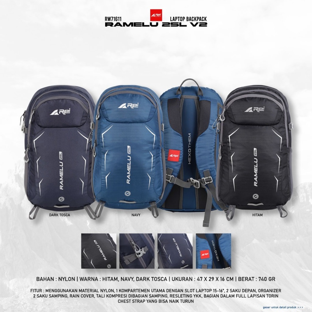 Jual Tas Ransel Ramelu 25 Liter V2 Daypack Arei Outdoorgear Shopee