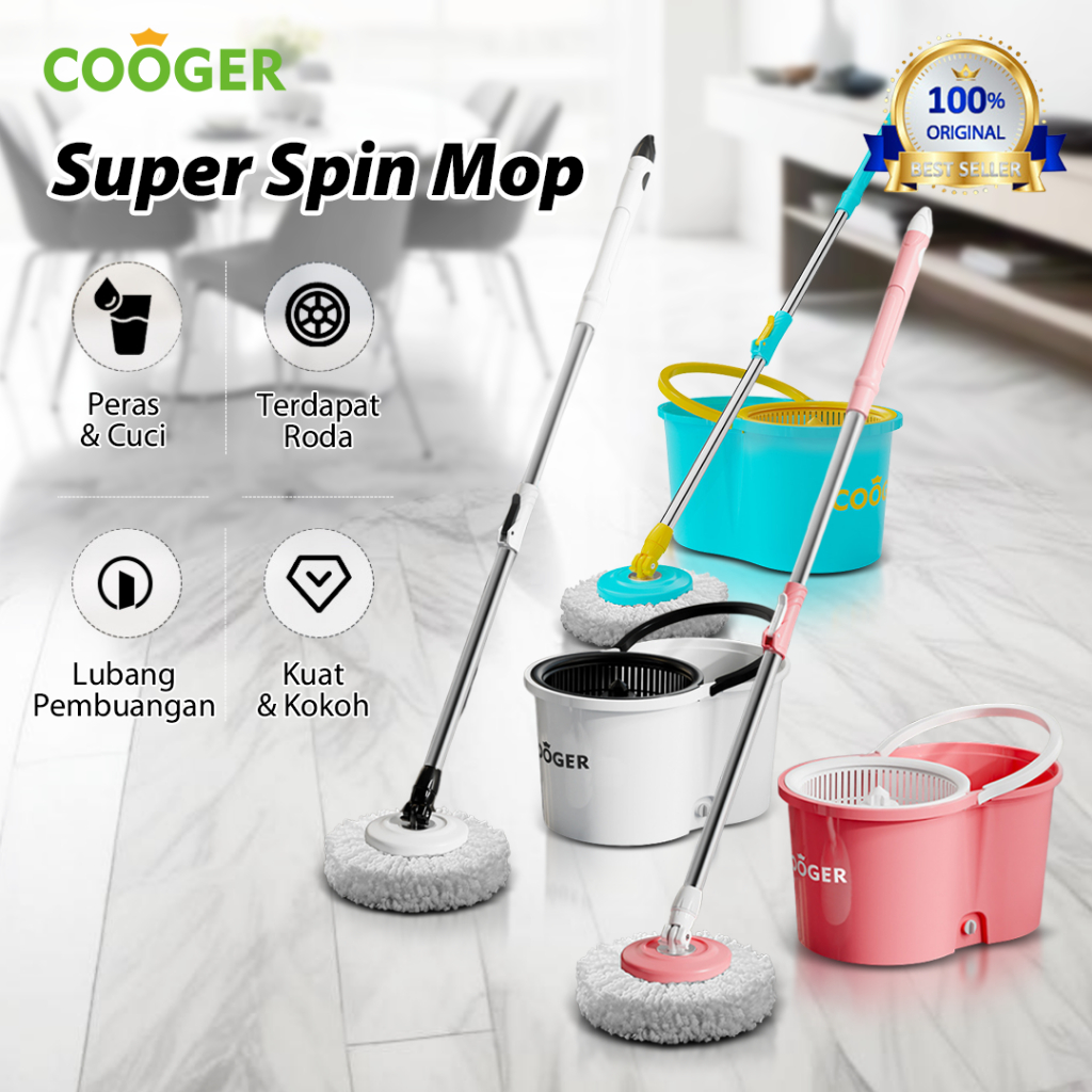 Jual COOGER Alat Pel Lantai Ember Putar Pel Putar Otomatis Spin Mop