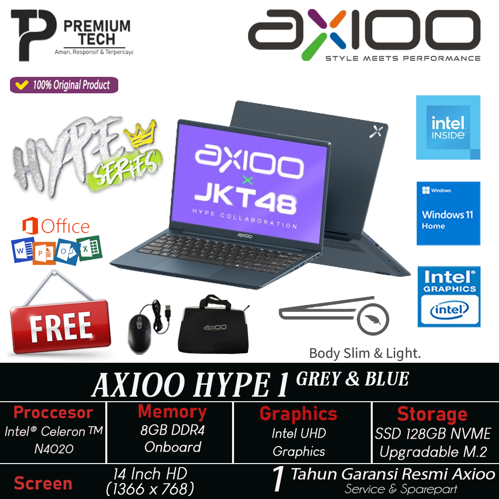 Jual Laptop AXIOO MYBOOK HYPE 1 Celeron N4020 RAM 8GB SSD 256GB UHD