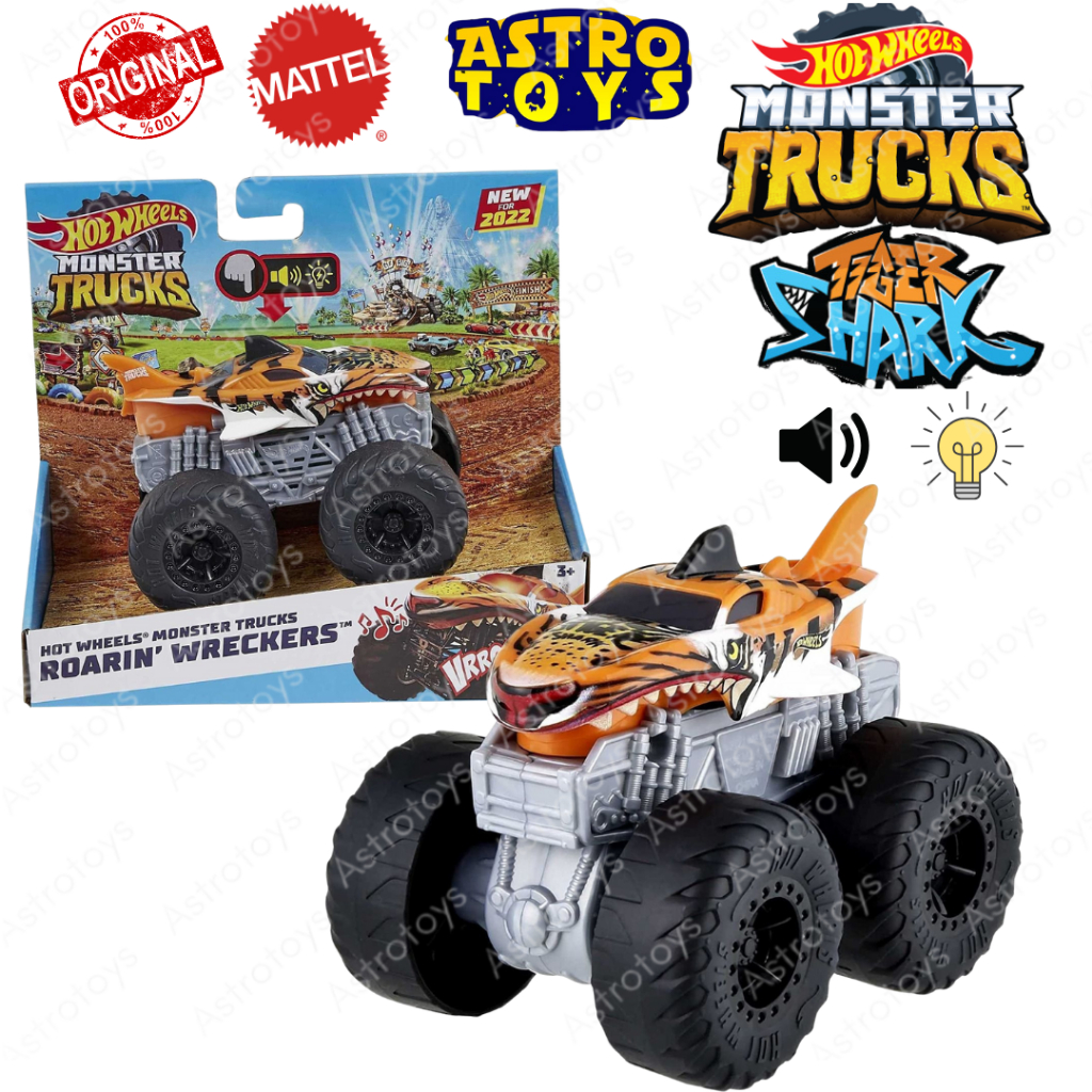 Jual Hot Wheels Monster Trucks Roarin Wreckers Tiger Shark 1 43 Truck