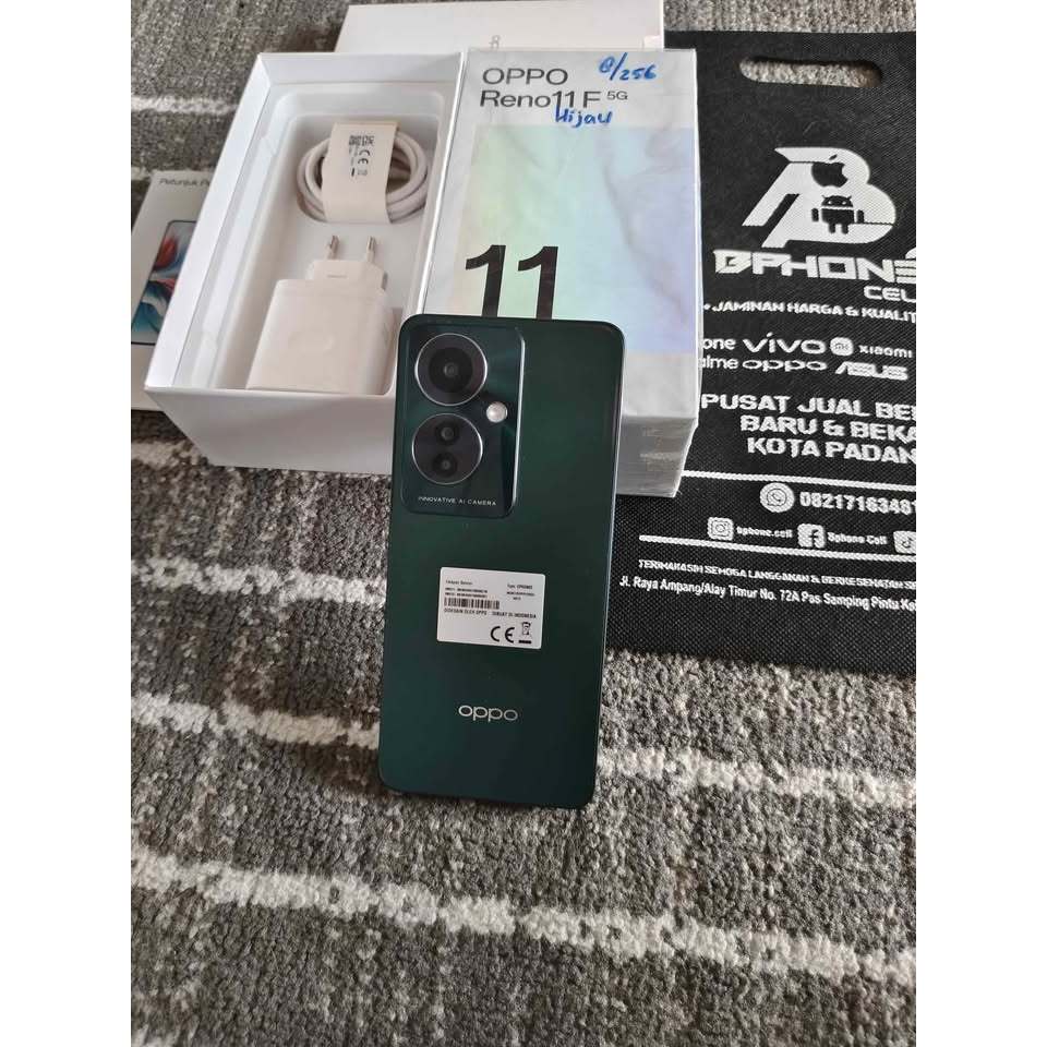 Jual OPPO Reno 11F 5G 8 256GB Hijau Palem Mulus Fulset Original