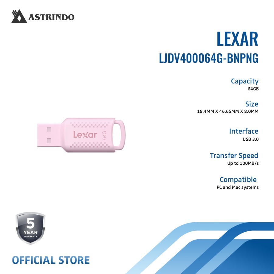 Jual Lexar Flashdisk 64GB JumpDrive V400 USB Flash Drive 3 0 Pink