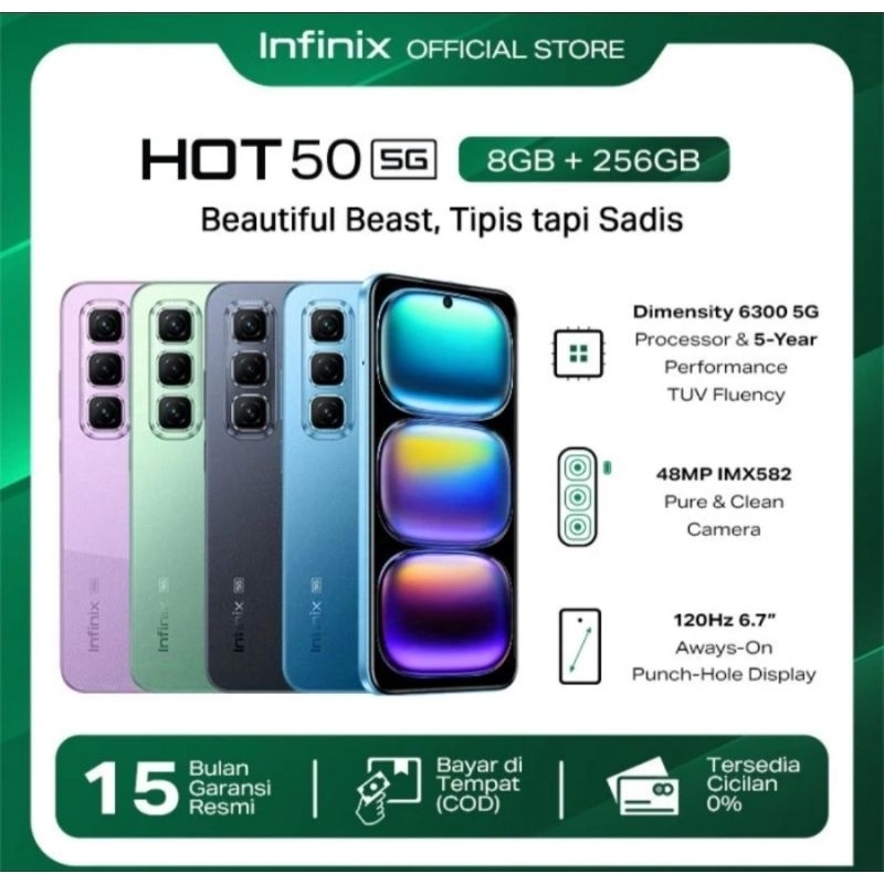 Jual Infinix Hot 50 5G 8 256 Prosessor D6300 Rgaransi Resmi Shopee