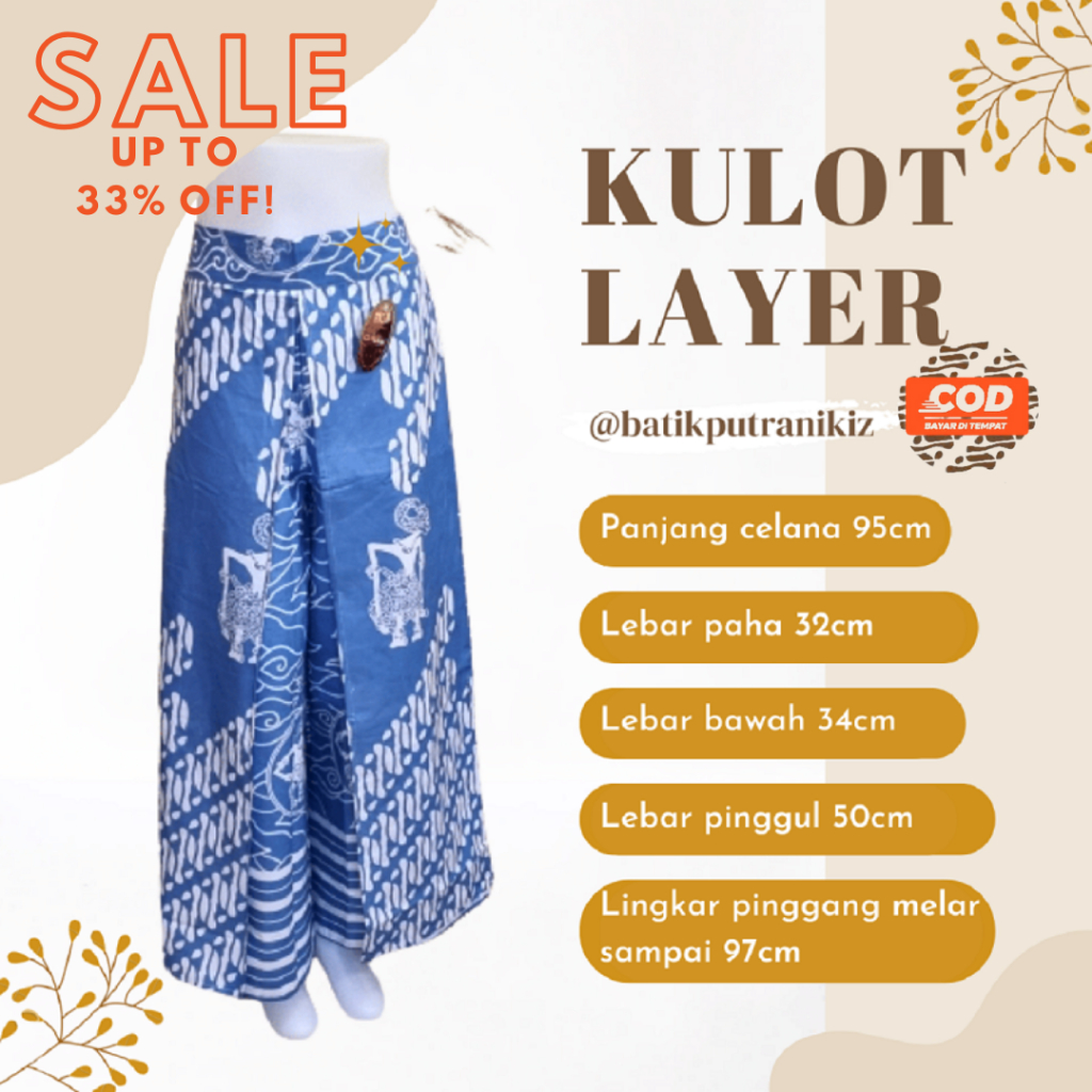 Jual Celana Kulot Batik Wanita Panjang Layer Tumpuk Kerja Kantoran