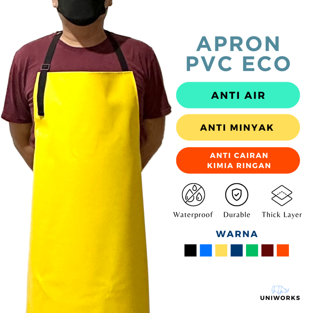 Jual Uniworks Apron Anti Air Seri Celemek Waterproof Eco Bahan Pvc