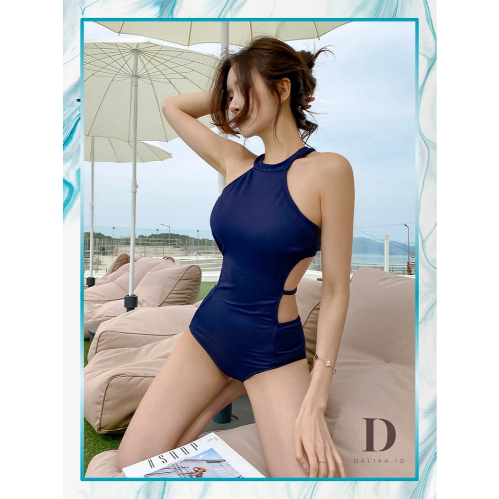 Jual Bikini Swimsuit Beachwear One Piece Baju Renang Wanita Neck Halter