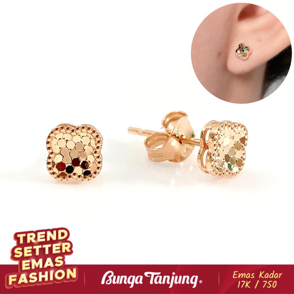 Jual ANTING TINDIK CLOVER DISCO B EMAS 17K BUNGA TANJUNG GOLD