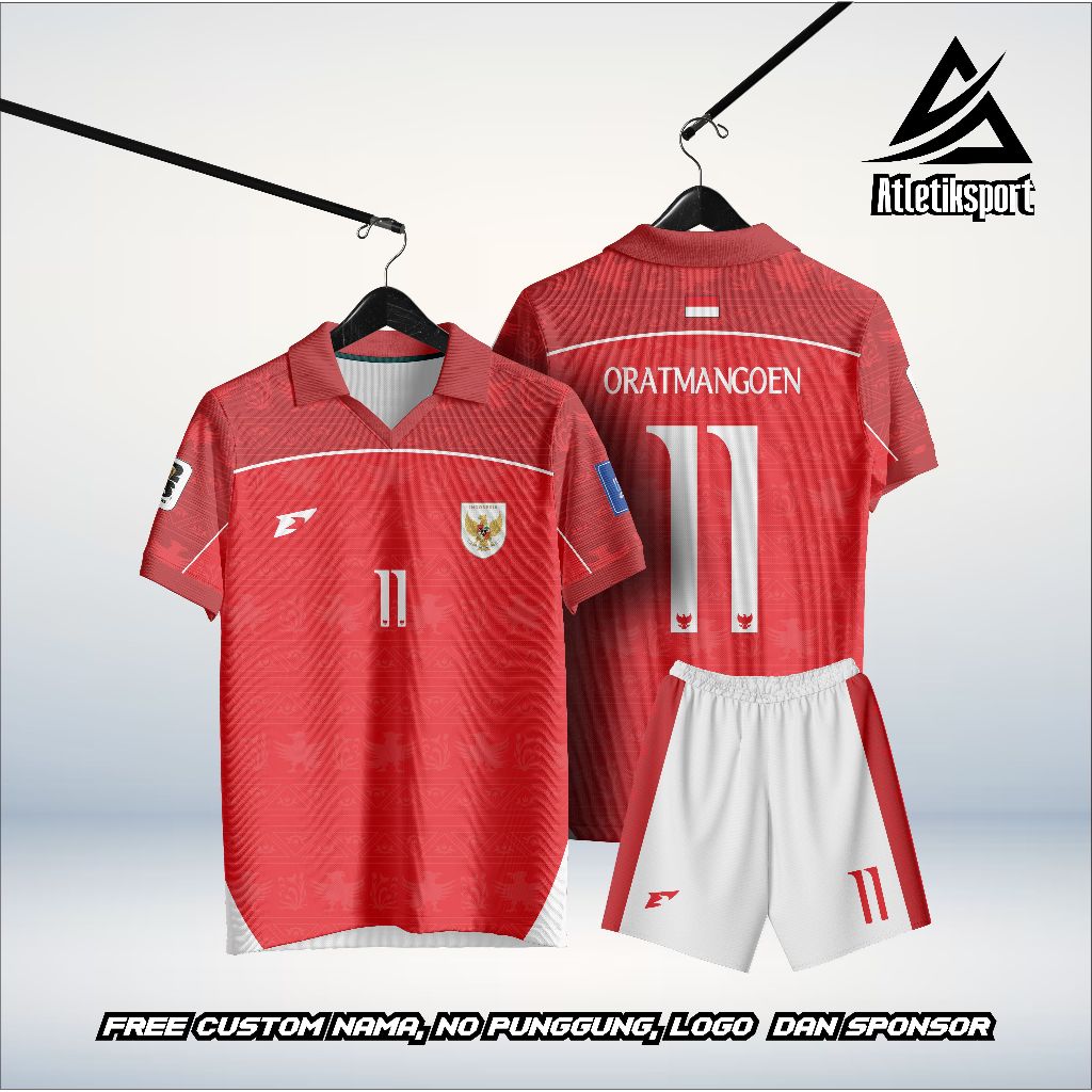 Jual Jersey Sepakbola Timnas Indonesia New Home Free Custom