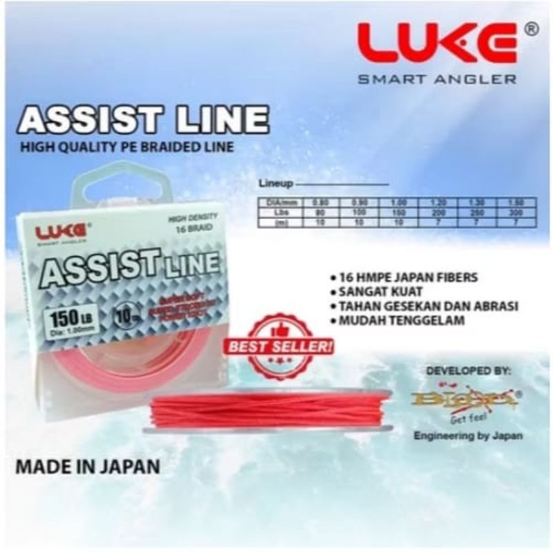 Jual SENAR TALI PANCING LUKE KEVLAR ASSIST LINE MERAH Mudah