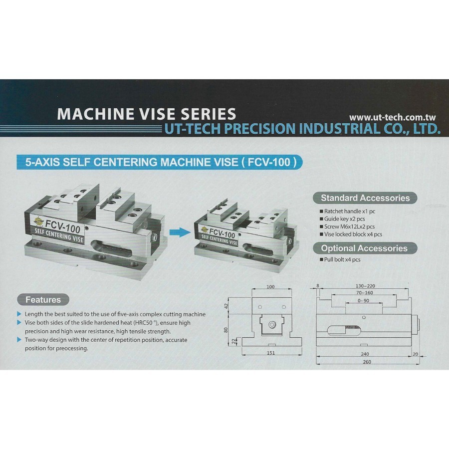 Jual Axis Self Centering Machine Vise Fcv Merk Ut Tech Made In