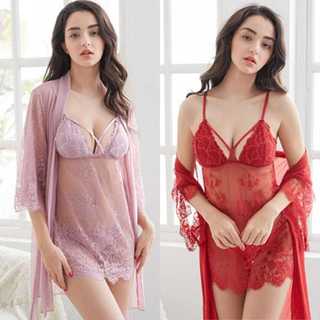 Jual Kimono Dress Set Lingerie Big Size Gaun Malam Sexy Hot Menggoda