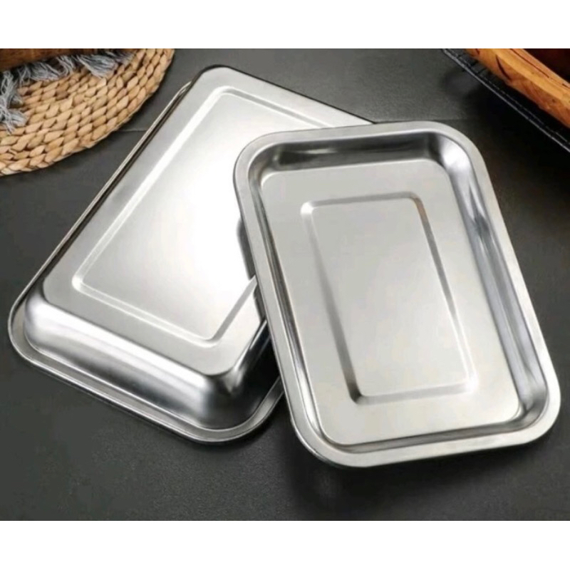 Jual Nampan Baki Stainless Steel Persegi Tray Loyang Kue Persegi