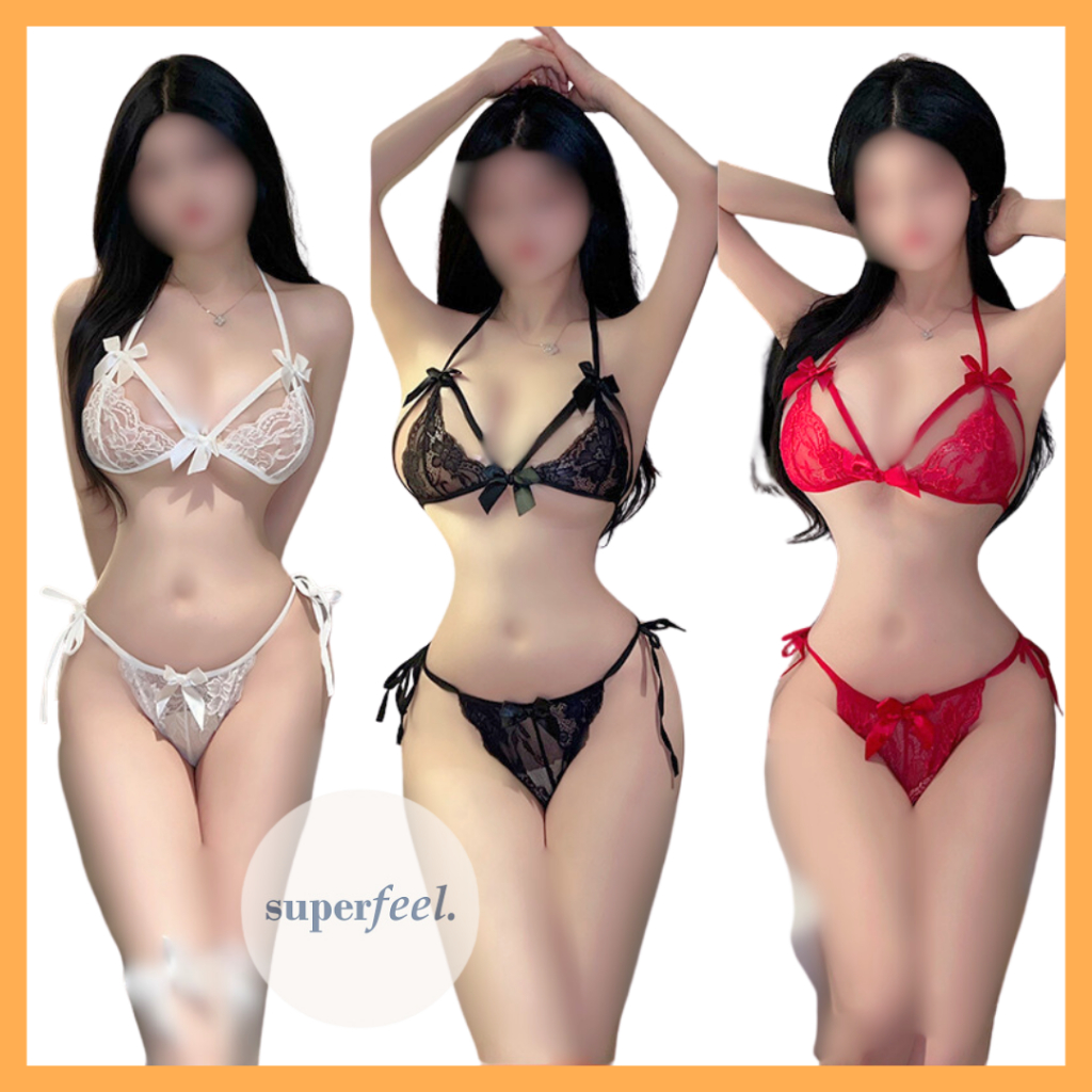Jual Sfl Set Lingerie Atas Bawah Seksi Bikini Wanita Brukat Open Crotch