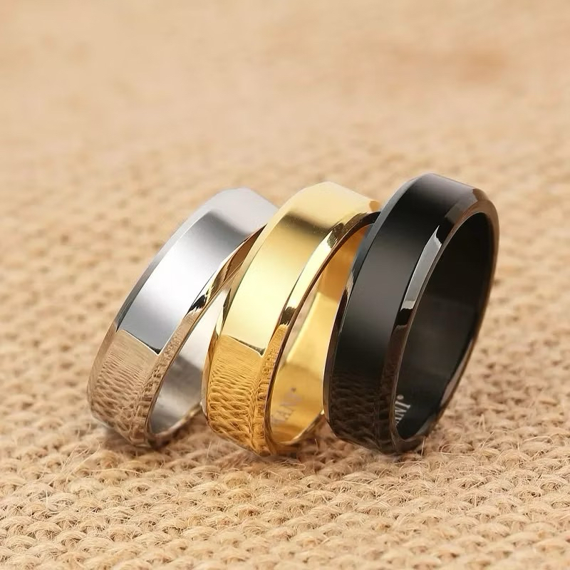 Jual Cincin Titanium Pria Wanita Unisex Hitam Polos Titanium Grade A