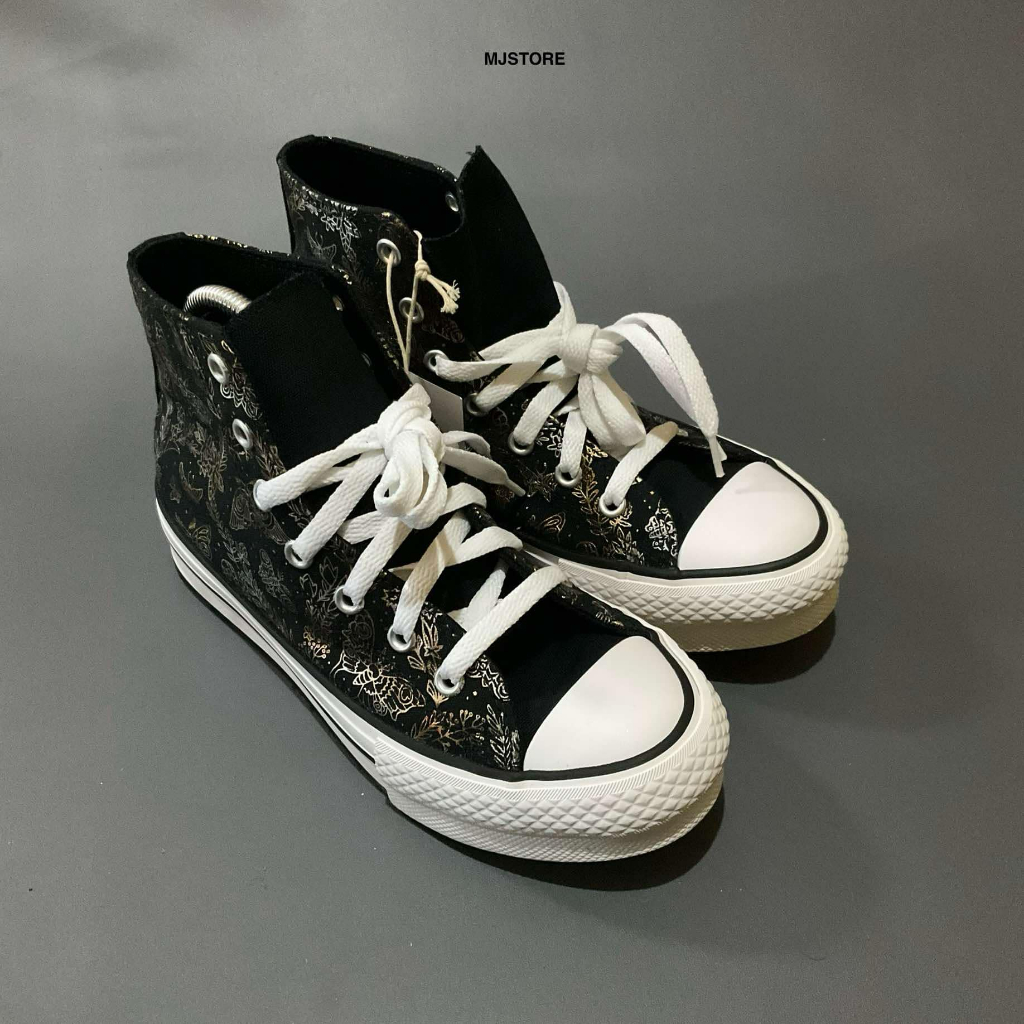 Jual Sepatu Converse Ctas Eva Lift Hi Black Gold New Resmi Shopee