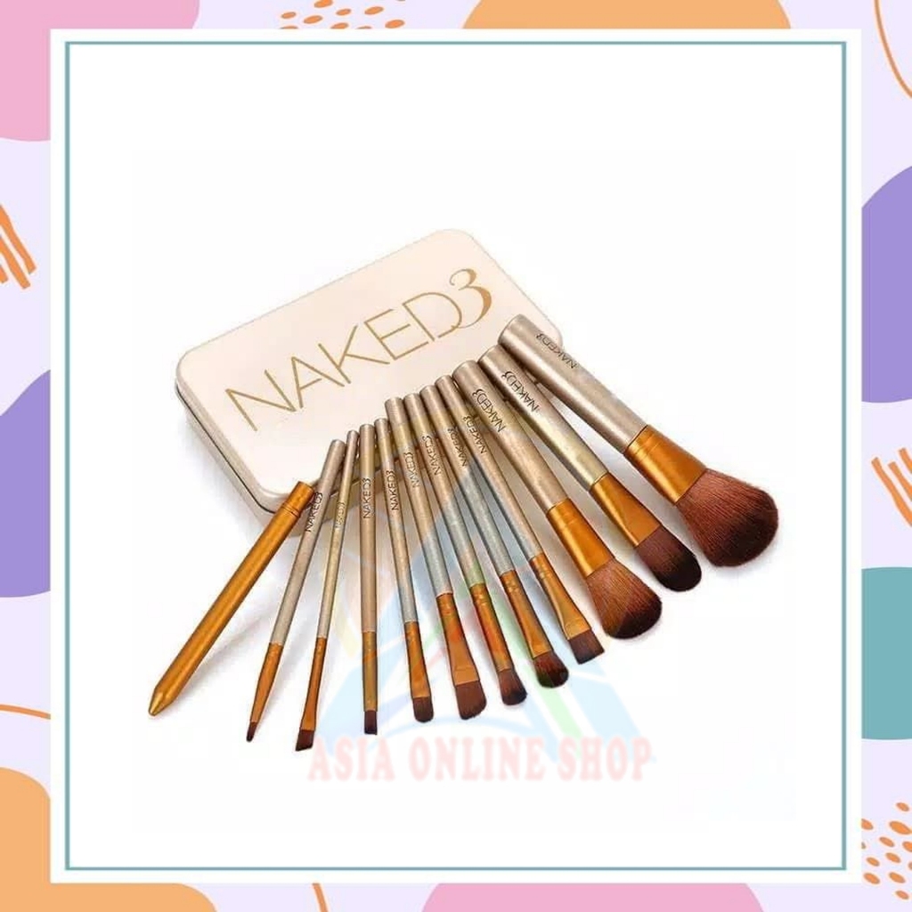 Jual Kuas 12 Pcs Naked 3 Set Blush Make Up Brush Makeup Naked3 Isi 12