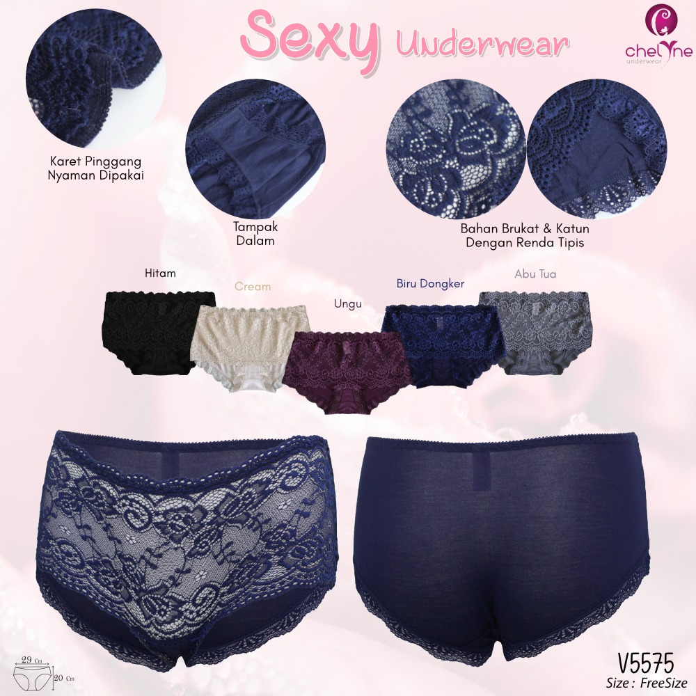 Jual Vz Lingerie Culotte Cd Brukat Katun Transparan Seksi