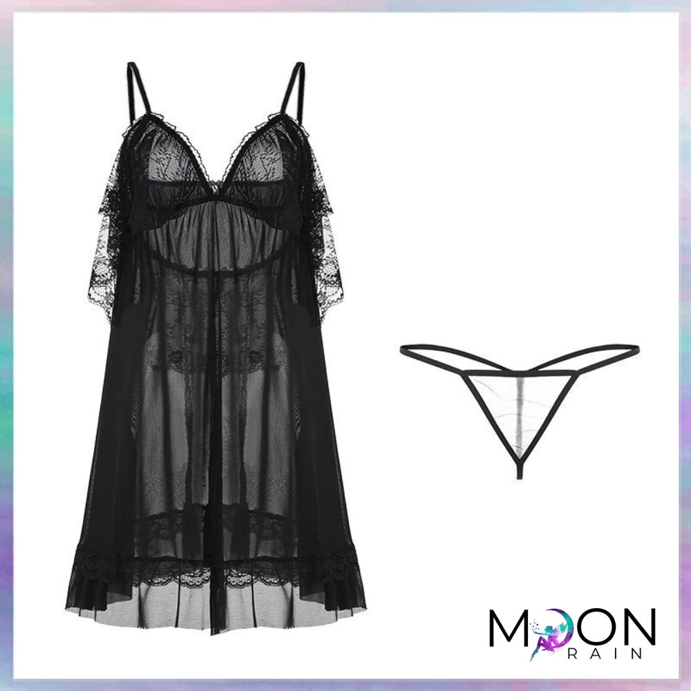 Jual Lingerie Seksi Wanita G String Tali Spaghetti V Neck Seksi Renda