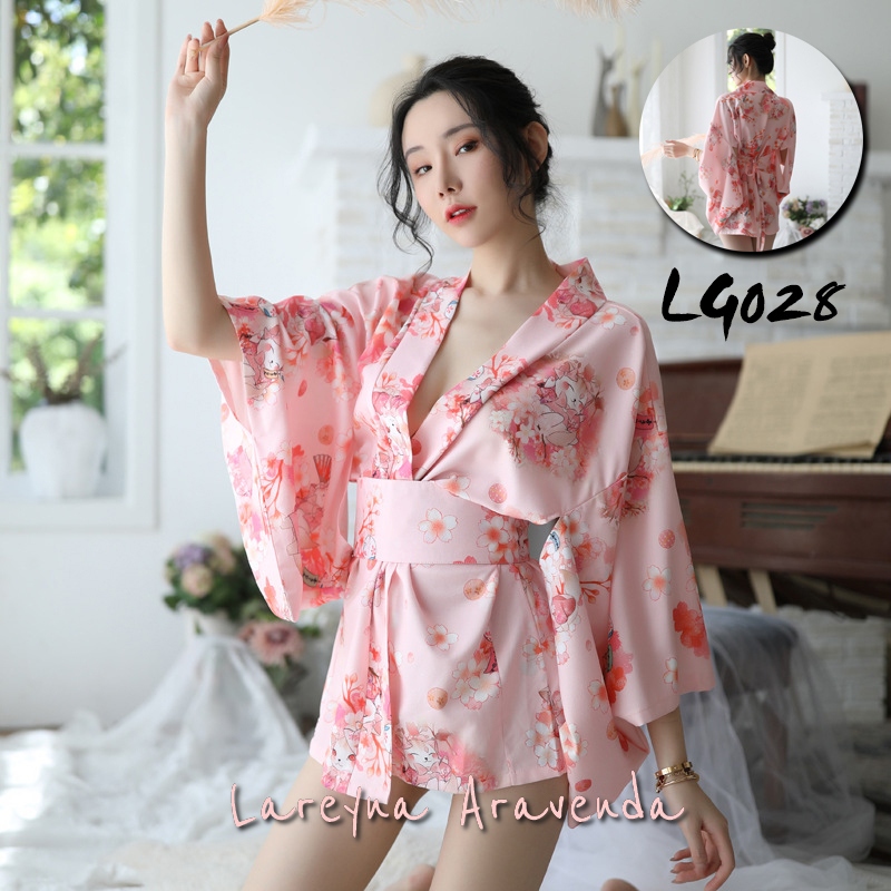 Jual Set Lingerie G String Sexy Model Kimono Mewah Sabuk Besar LG