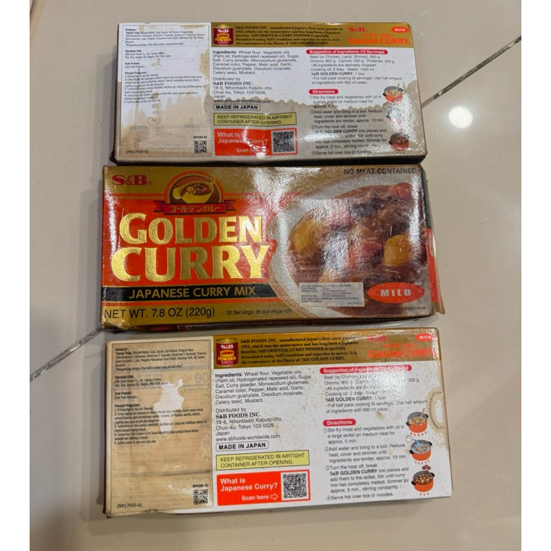 Jual S B Golden Curry Hot Dus Penyok Exp 2026 Kari Jepang 220 Gr