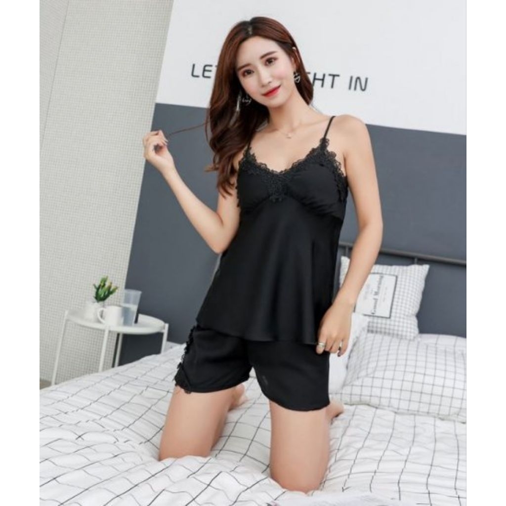 Jual Bisa COD Letta Lingerie Sexy Lingerie Satin Lingeri Babydoll