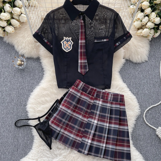 Jual Lingerie Sexy Wanita Set Seragam Siswa JK Cosplay Seksi Kostum