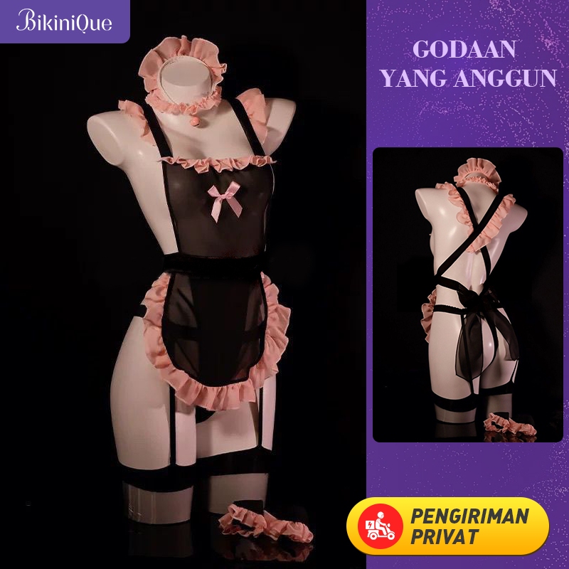 Jual Bikinique Kostum Maid Cosplay Set Lingerie Renda Dengan Tali