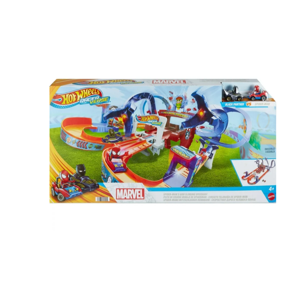Jual Hot Wheels RacerVerse Spider Mans Web Slinging Speedway Track Set
