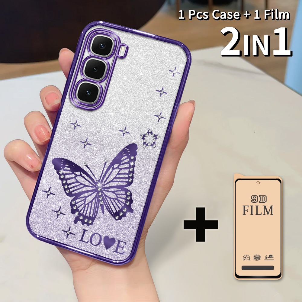 Jual 2 Dalam 1 Casing HP Untuk Infinix Hot 60i Hot 60 X6726 X6728 X6728B Case Glitter Anti