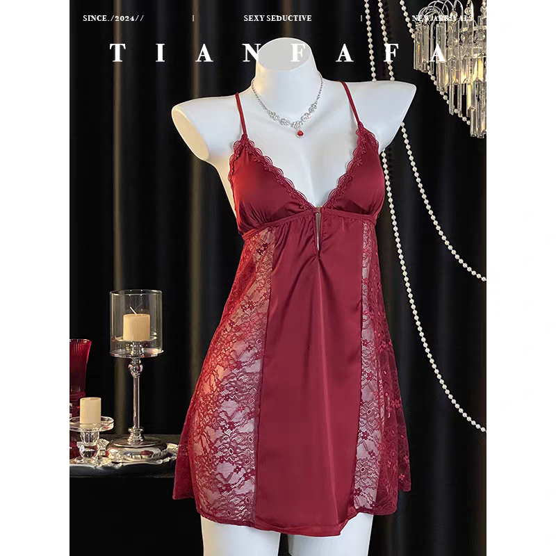 Jual Crystal XANA Sexy Lingerie Satin Baju Kimono Set Lingerie Wanita