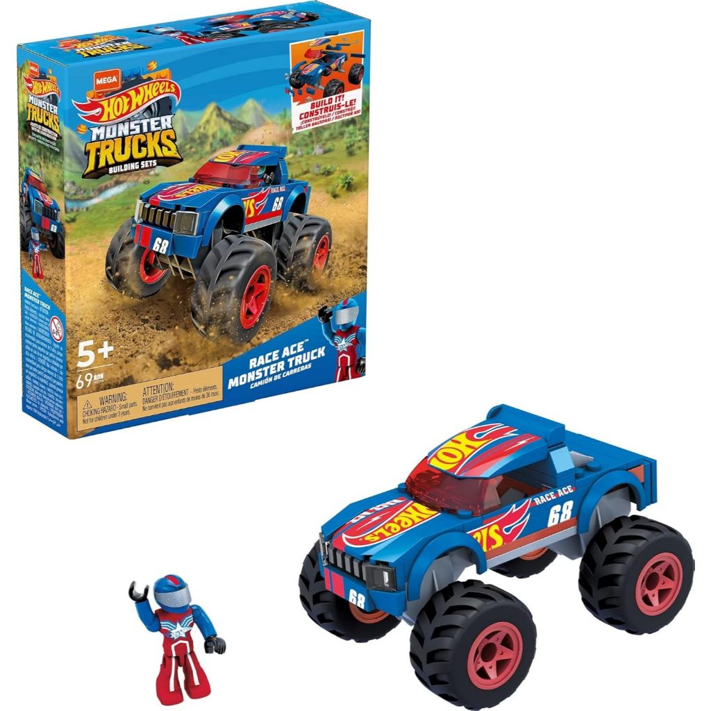 Jual STOK TERBATAS MEGA HOT WHEELS MONSTER TRUCKS BUILDING TOY PLAYSET RACE ACE WITH 69 PIECES